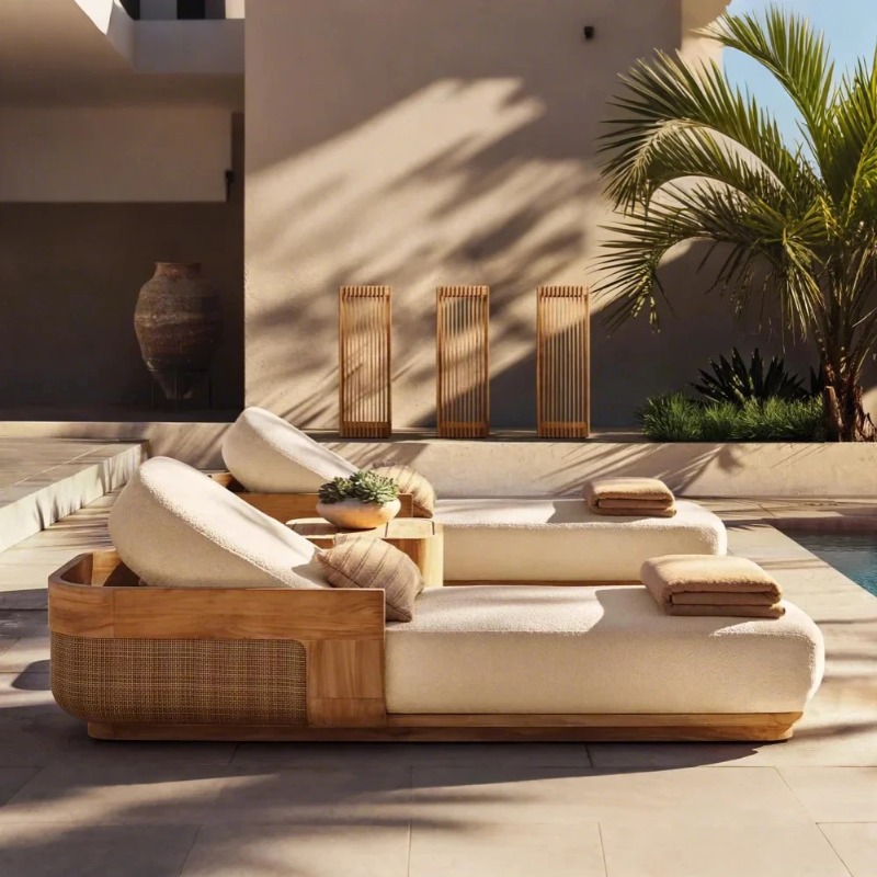 Rattan Lounge Set - Zestaw leżaków i leżaków zewnętrznych Sun