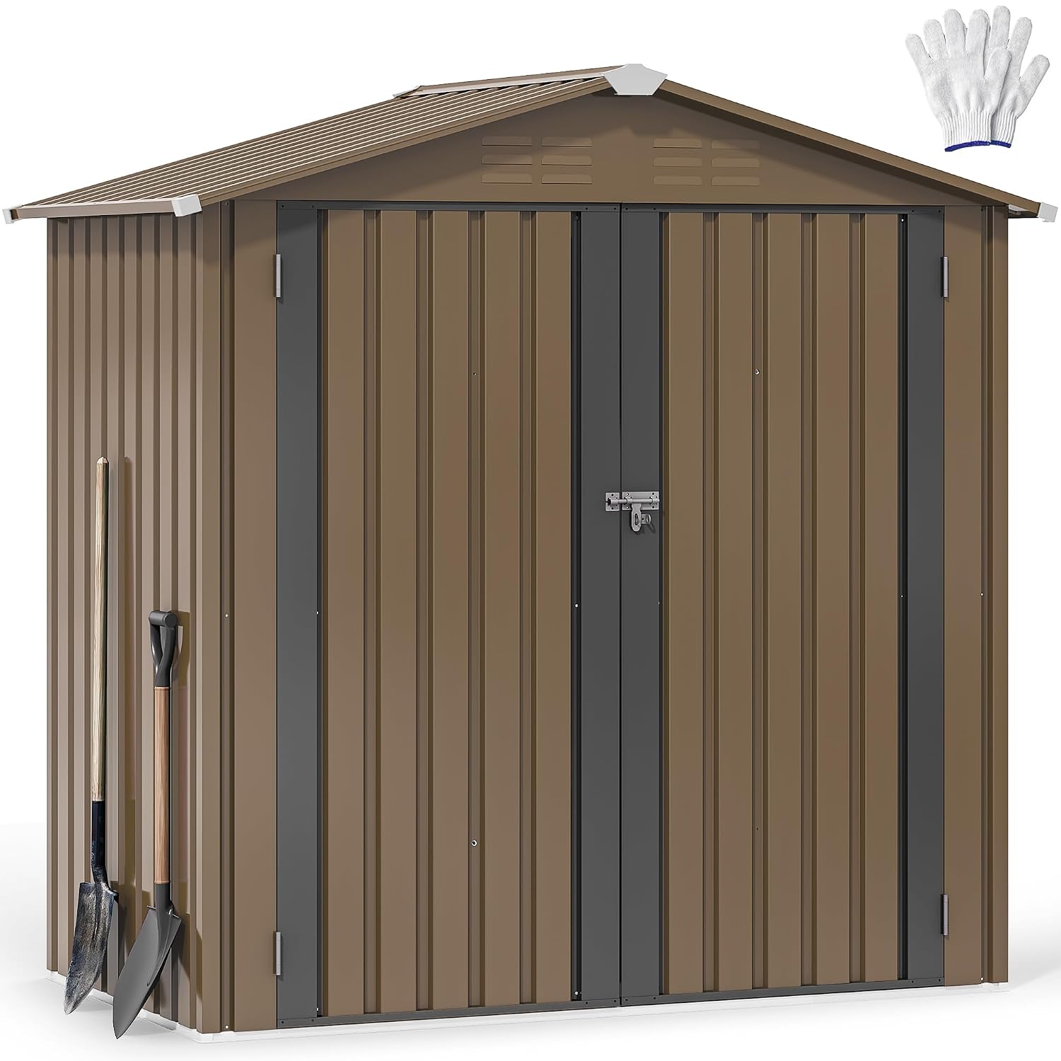 Outdoor Furniture Metal - Metalowy schowek ogrodowy 6x4 stopy, wodoodporny