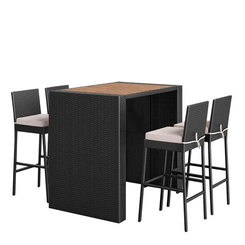 Rattan Lounge Set - Zestaw stołu i krzeseł barowych z