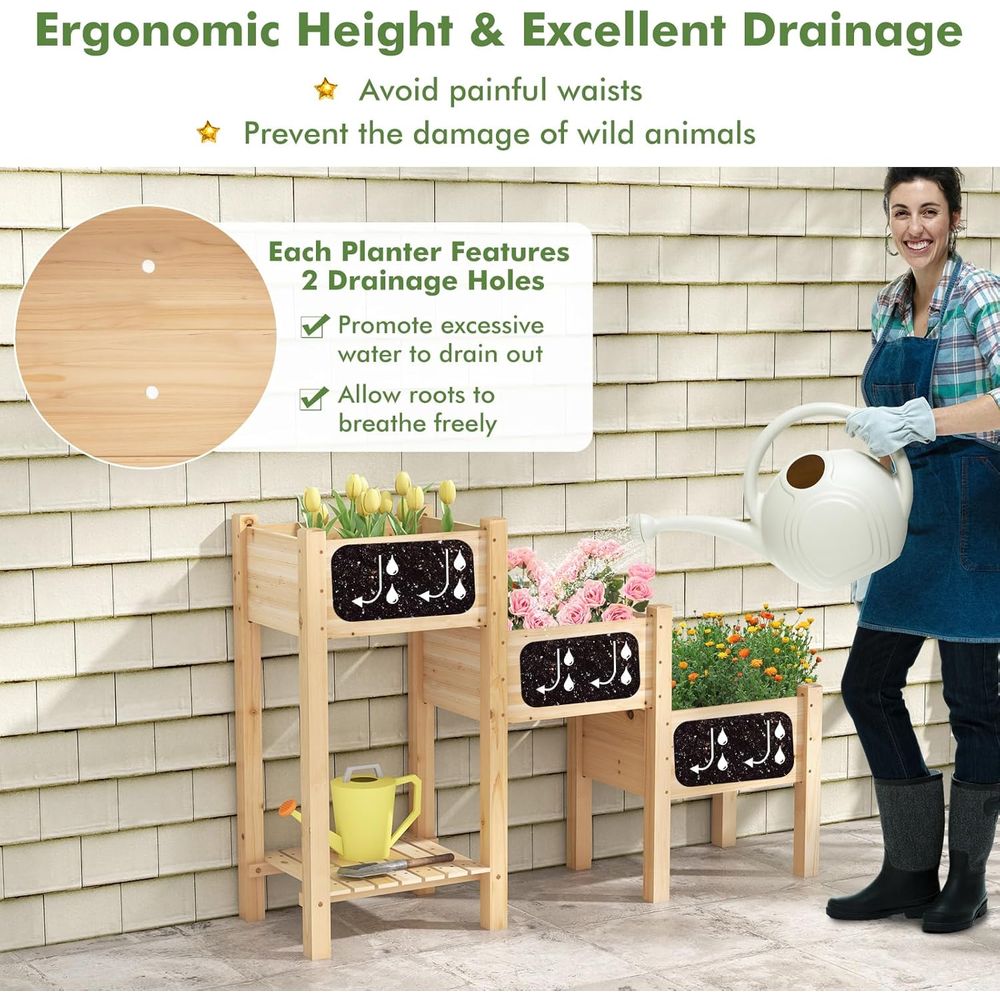 3-poziomowa drewniana podwyższ – Garden Storage Box recenzja i cena