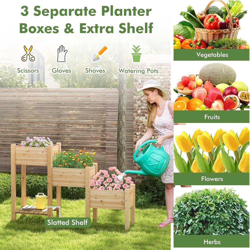 3-poziomowa drewniana podwyższ – Garden Storage Box recenzja i cena