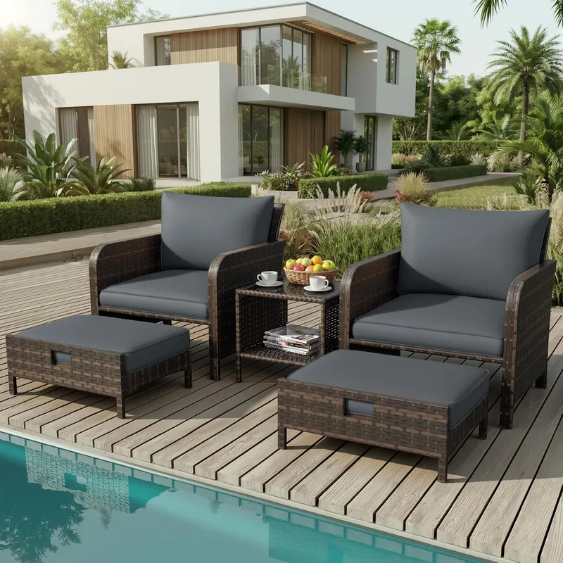 Zestaw mebli ogrodowych 5-częś – Rattan Lounge Set recenzja i cena